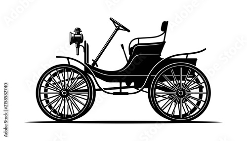 Картината върху платно First early antique car silhouette vector illustration historic nineteenth centu