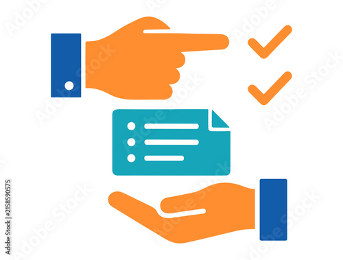 Quadro su tela Business Task Approval and Completion Icon with Checklist