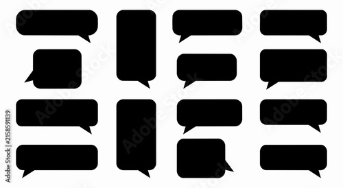 Set of blank black speech bubble silhouettes and text message chat icons vector illustration for app UI design