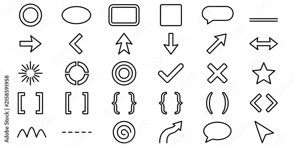 Fototapeta premium Geometric annotation symbols and highlight marks for modern UI, SaaS and professional presentations