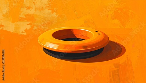 Bright orange inflatable ring on vibrant orange background.