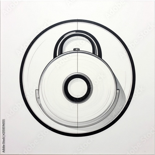 Minimalist black and white padlock icon illustration.