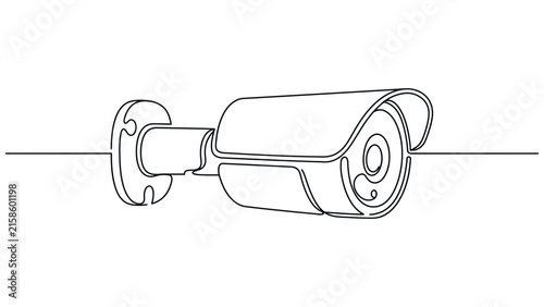 Continuous one line drawing of a security camera for surveillance monitoring