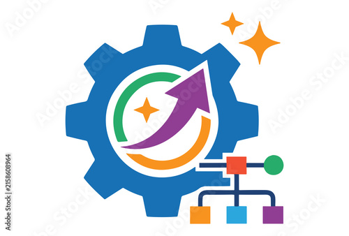 Business growth optimization and workflow efficiency process icon