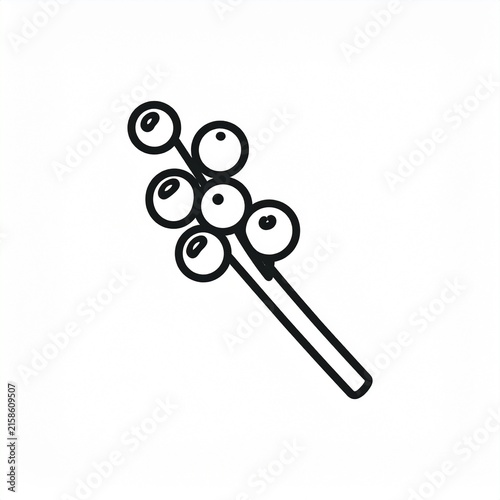 Minimalist black and white berry cluster illustration.