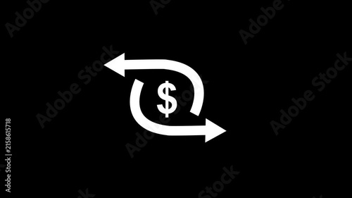Dolar pop up icon animation on a black background,with 4k video animation.