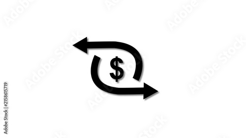Dolar pop up icon animation on a black background,with 4k video animation.