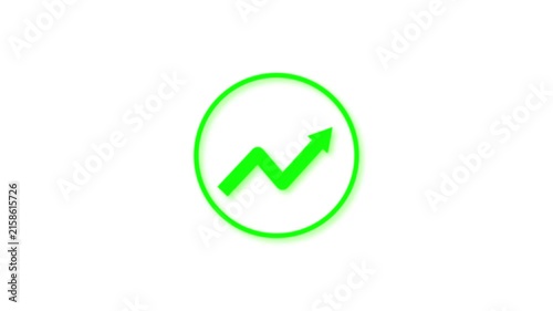 Minimalist growth arrow icon in a circle isolated on an alpha channel. Flat design upward momentum symbol for business success and financial profit element. Rising stock market trend performance.