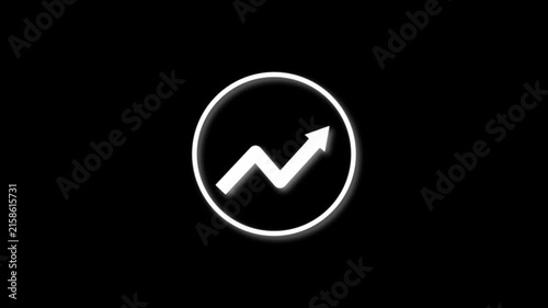 Minimalist growth arrow icon in a circle isolated on an alpha channel. Flat design upward momentum symbol for business success and financial profit element. Rising stock market trend performance.