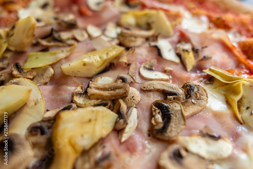 Fresh italian pizza with arugula and olives