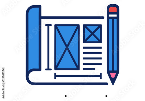 Flat Vector Blueprint Icon for Website Wireframe and UI Design