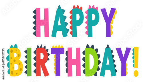 Photography Happy birthday dinosaur font vector illustration with colorful alphabet letters