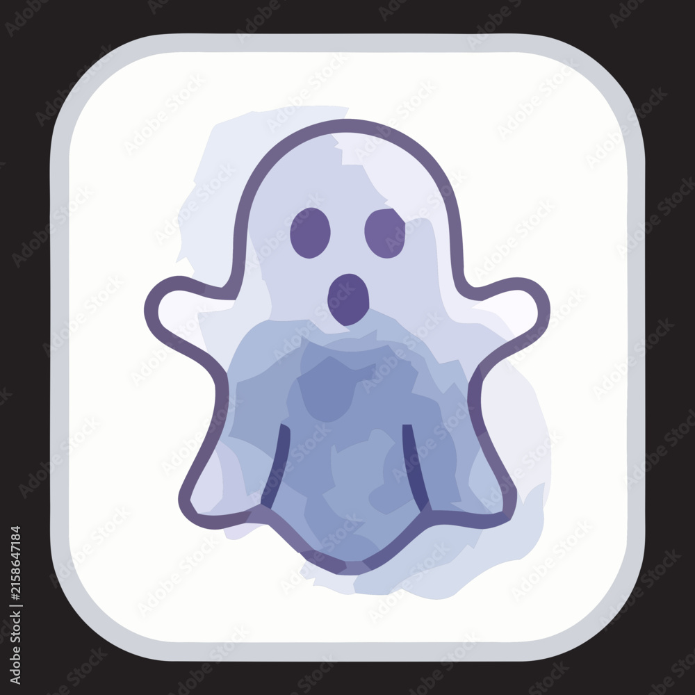 Fototapeta premium Halloween covid goast. Funny character in a face mask. Party decoration. Coronavirus holiday celebration. Editable vector illustration in flat cartoon style isolated on white background