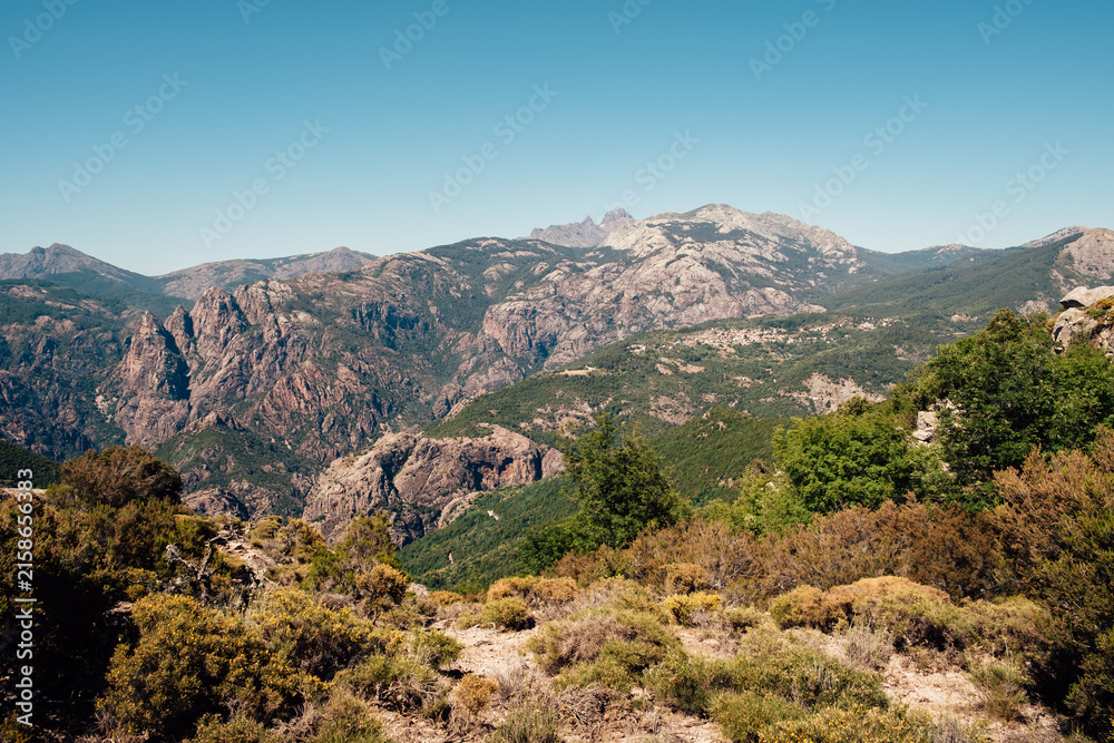 Fototapeta premium Impressive landscape of rocks in the mountains of Corsica