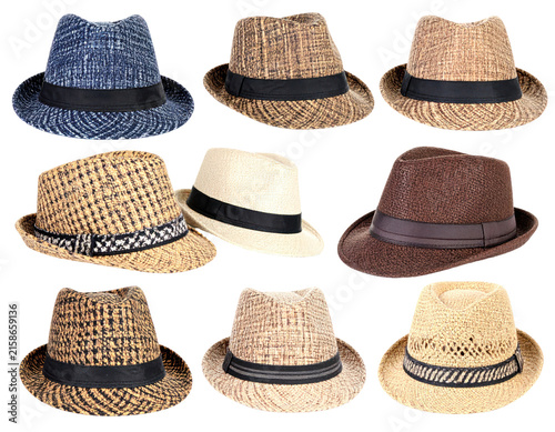 Collection of Fedora Hats in Various Colors and Weaves Isolated on Transparent Background