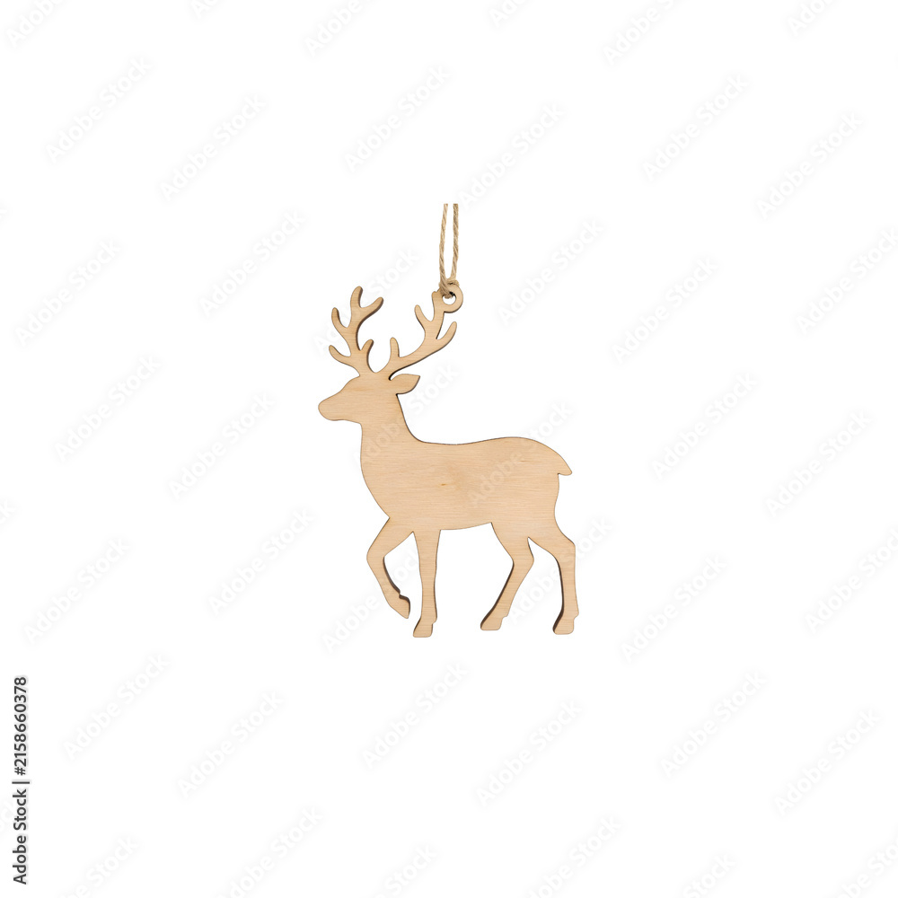 Fototapeta premium Wooden reindeer ornament hanging cutout