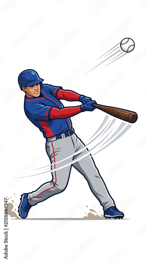 Fototapeta premium A professional baseball player swinging a bat at a flying ball.