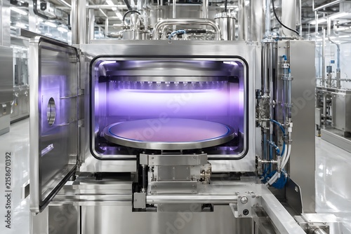 PECVD Reactor Depositing Film on Silicon Wafer