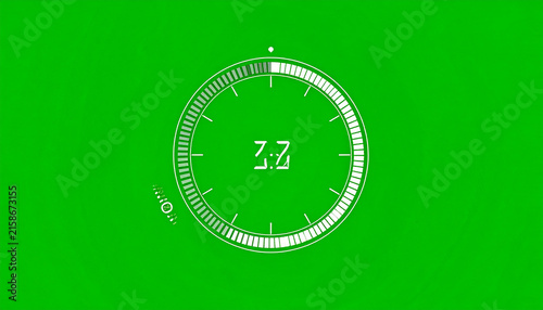 Digital Countdown Timer with Green Screen Background and Futuristic Circular Display Showing 7.7 Seconds Remaining