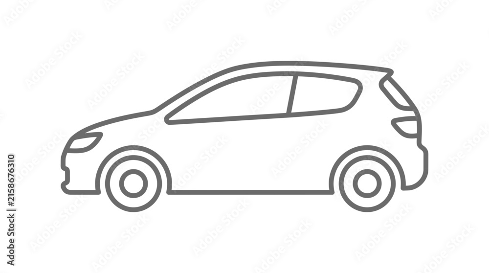 Fototapeta premium Simple hatchback vehicle outline illustration.