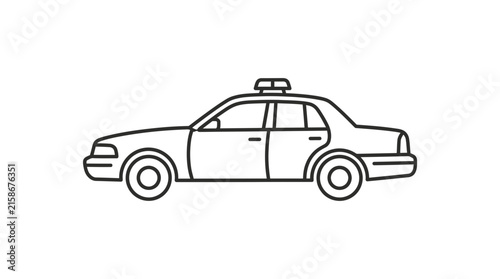 Vintage style sedan car outline drawing side view.