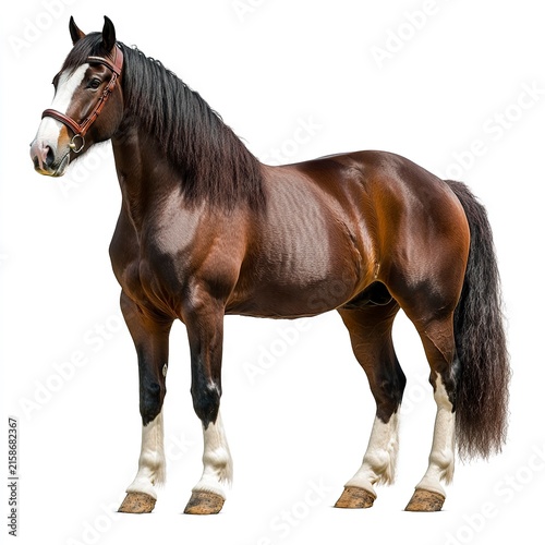 Photo of Clydesdale horse Isolated on white background