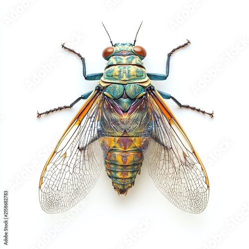 Photo of Colorful Cicada Isolated on white background