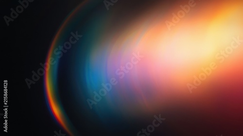soft multicolored light arc and warm glowing spectrum on a dark background with a dreamy ethereal atmosphere