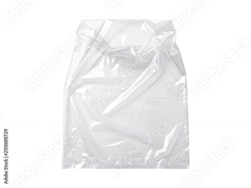 Clear empty plastic bag with drawstring closure for retail packaging and storage of small items