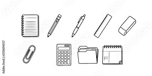 Office Stationery Icon Set – Minimal Business Vector Collection