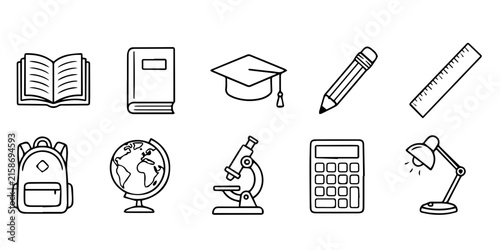 Education Icon Set – School and Learning Hand Drawn Vector Collection