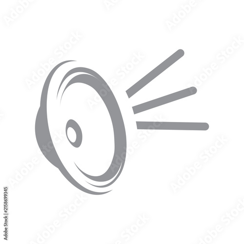 Grey sound speaker icon isolated on a white background for audio and volume concepts