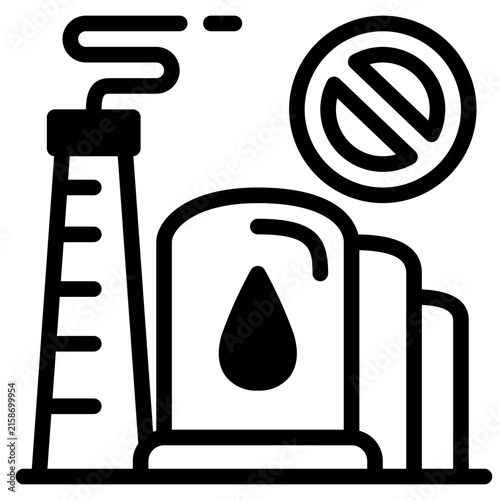  Oil Refinery Shutdown Icon, Solid style icon vector illustration, Suitable for website, mobile app, print, presentation, infographic and any other project.