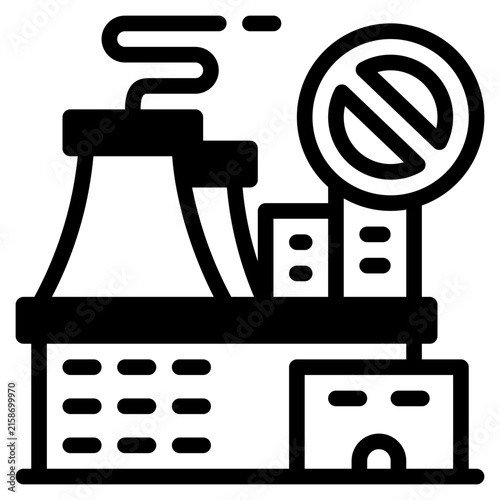  Oil Refinery Factory Icon, Solid style icon vector illustration, Suitable for website, mobile app, print, presentation, infographic and any other project.