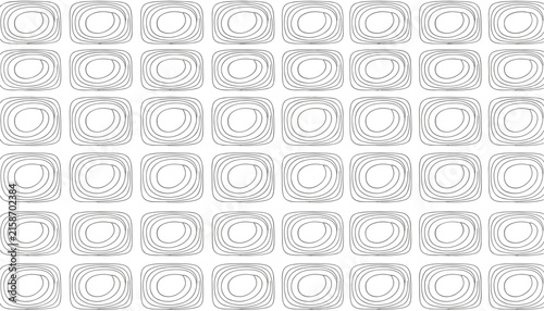 Abstract seamless pattern composed of rounded square icons with concentric circular line textures on a white background.