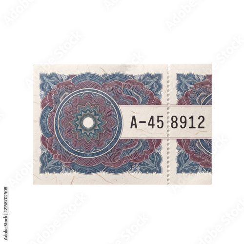 Obraz na plátně Vintage ticket stub with guilloche rosette and serial number