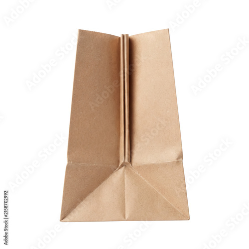Fotografía Folded brown kraft paper grocery bag bottom gusset