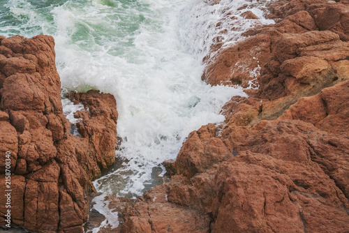 The natural beauty of reefs, beaches, and waves along the coast of Qingdao, China