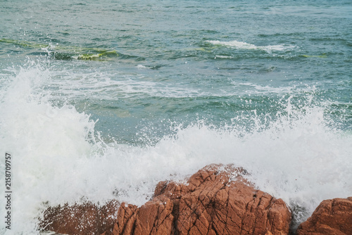 The natural beauty of reefs, beaches, and waves along the coast of Qingdao, China