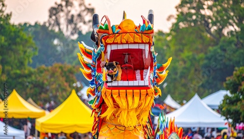 Colorful Chinese Dragon Head at Festival Illustration
