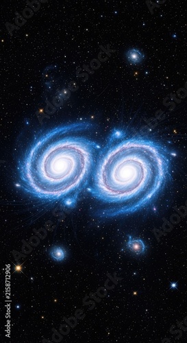 Two Interacting Galaxies in Deep Space.