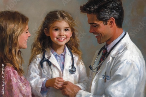 Selective focus skilled doctor performing thorough examination of young child in pediatric office
