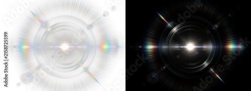Фотография Lens flare light effect with circular rays and rainbow chromatic aberration, iso