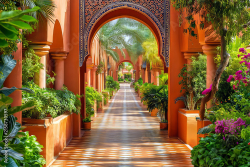 selective focus intricate moroccan archway with geometric patterns