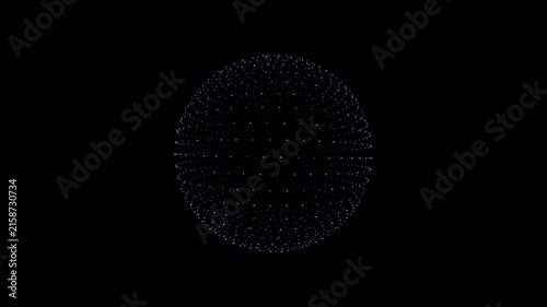 Glowing Blue Sphere Made of Tiny Dots on Black ball