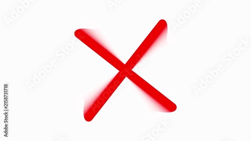 Red X Symbol with Motion Blur on White Background cross