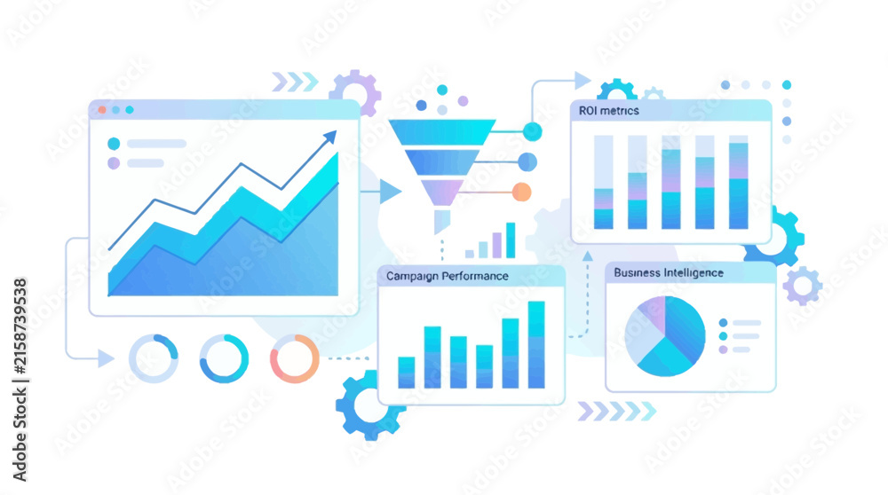 Obraz premium Digital Business Data Analytics and Performance Monitoring Dashboard