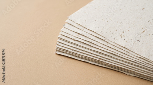 Recycled Paper Sheets with Natural Fibers and Copy Space