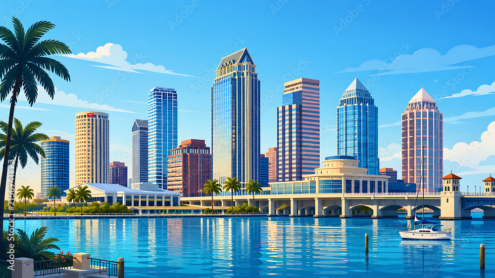 Fototapeta premium Tampa Bay Skyline Vector