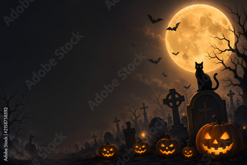 Spooky Halloween Cemetery Scene